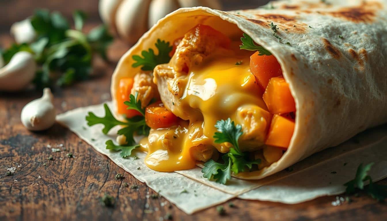 Cheesy Garlic Chicken Wraps Recipe | Quick &amp; Easy