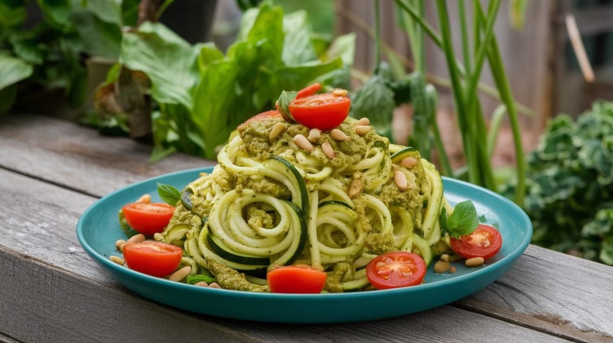 15-Minute Pesto Zoodles (Zucchini Noodles) - Courtneys World