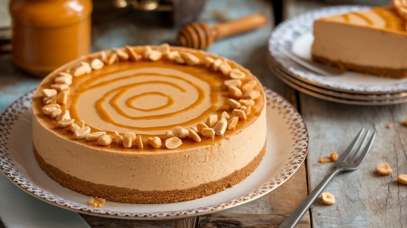 Creamy No-Bake Peanut Butter Honey Cheesecake - Courtneys World