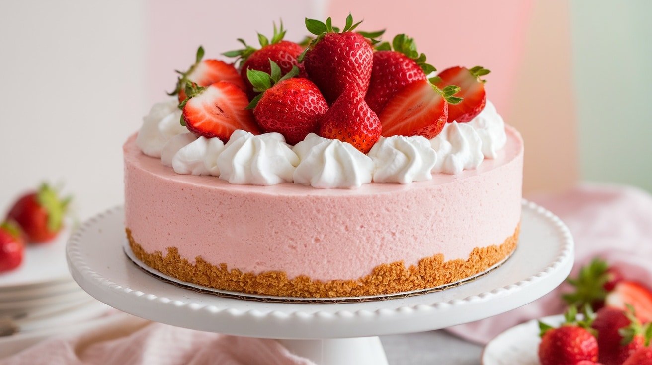 Refreshing No-Bake Strawberry Shortcake Cheesecake - Courtneys World