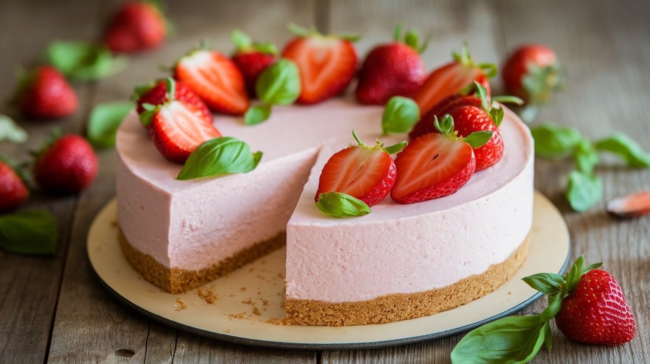Heavenly No-Bake Strawberry Basil Cheesecake Recipe - Courtneys World