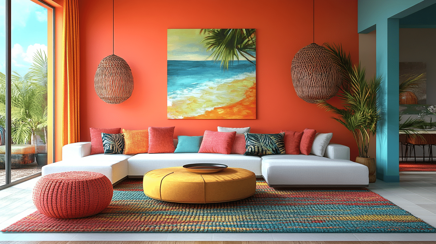 29 Tropical Interior Design Living Rooms That Celebrate Bright Colors ...