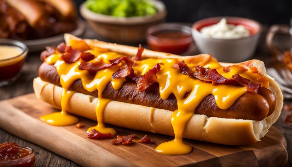 Cheese Stuffed Bacon Wrapped Hot Dogs Image