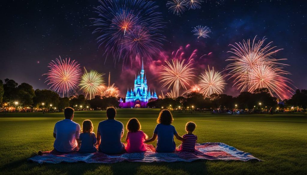 Magic Kingdom fireworks outside the park