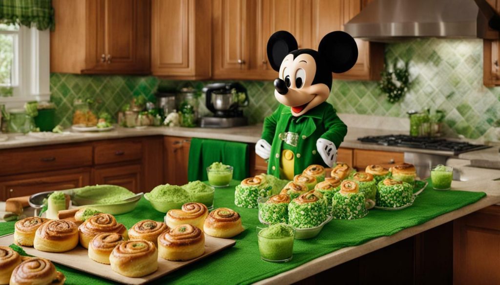 Mickey Mouse St. Patrick's Day Cinnamon Rolls