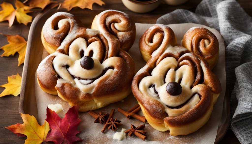 Mickey-shaped cinnamon rolls