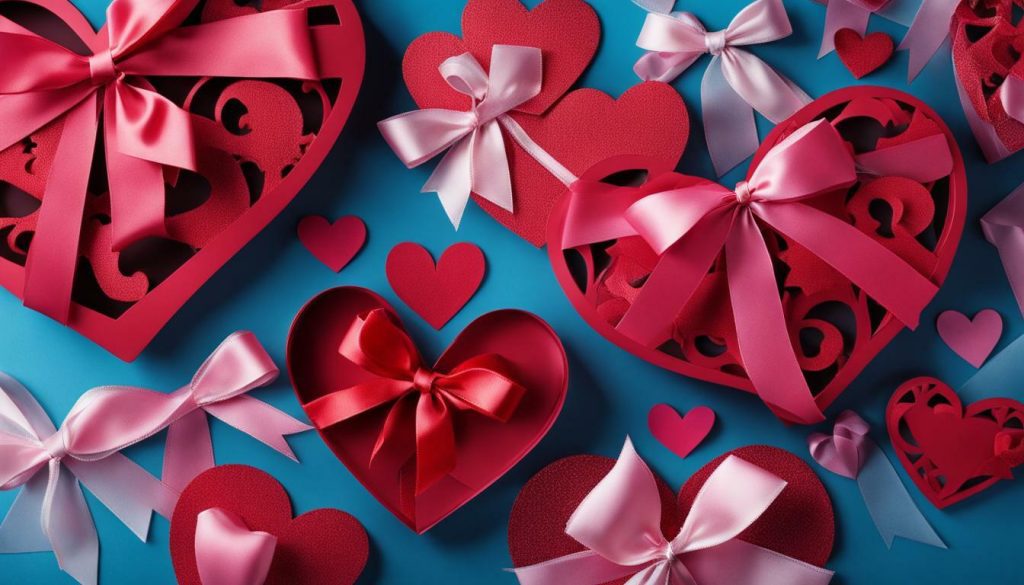 Valentine's cutout hearts with ribbons and bows