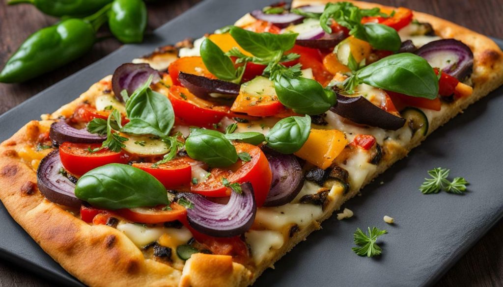 air fryer veggie flatbread pizza