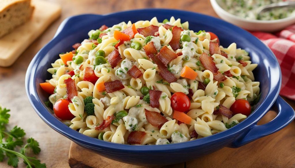 bacon ranch pasta salad using olive garden dressing