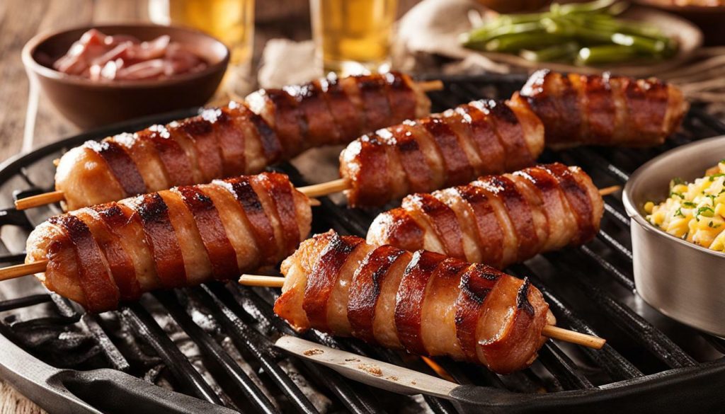 grilled bacon wrapped brats