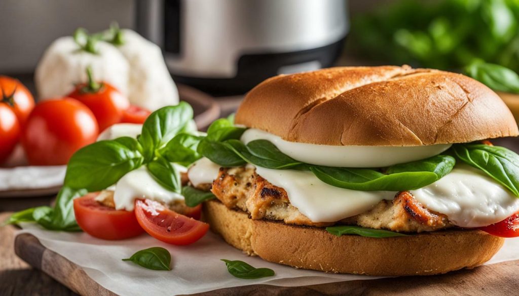 healthy air fryer chicken caprese sandwich