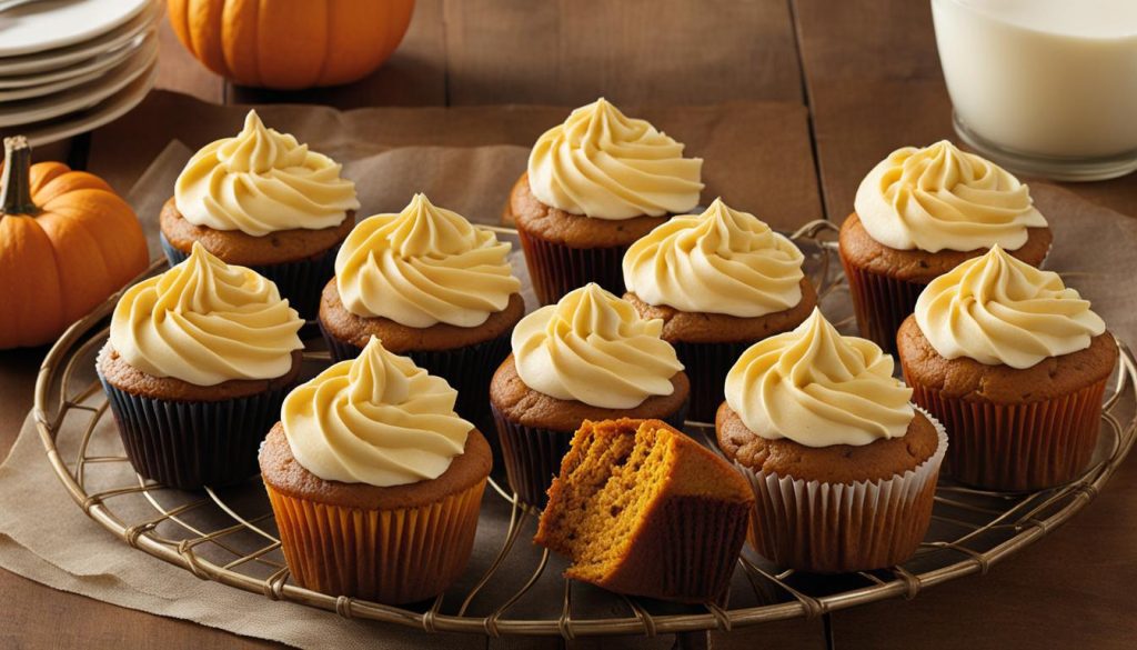 pumpkin cupcakes with cream cheese icing