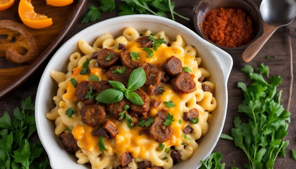 spicy Italian sausage mac and cheese