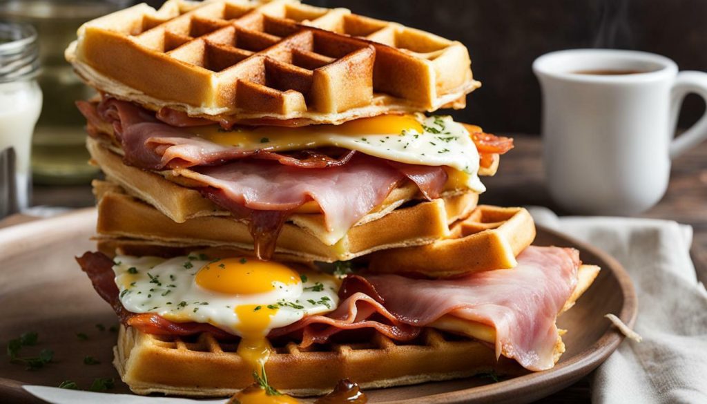 waffle iron breakfast sandwich