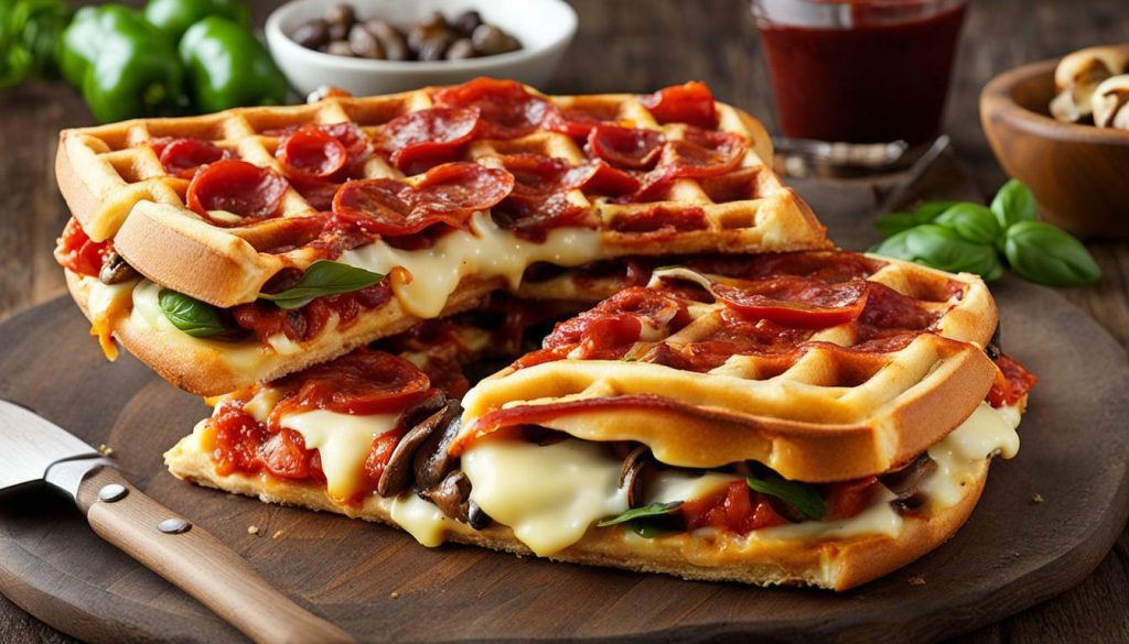 waffle iron pizza sandwiches
