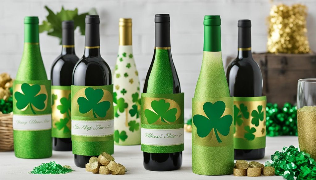 St. Patrick's Day wine bottle decorations