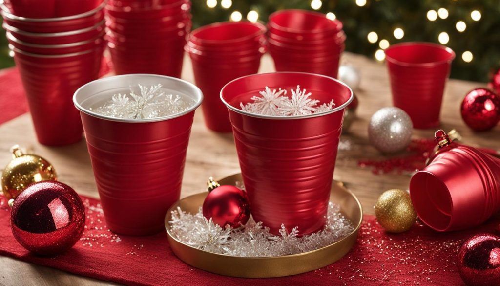 glamed up red solo cups christmas style