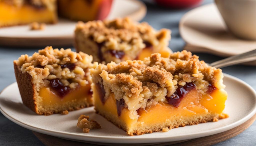 peach coffee cake with streusel topping