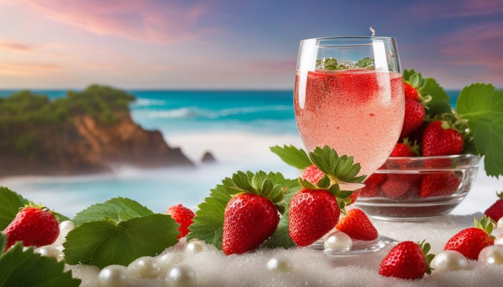 tropical strawberry champagne cocktail
