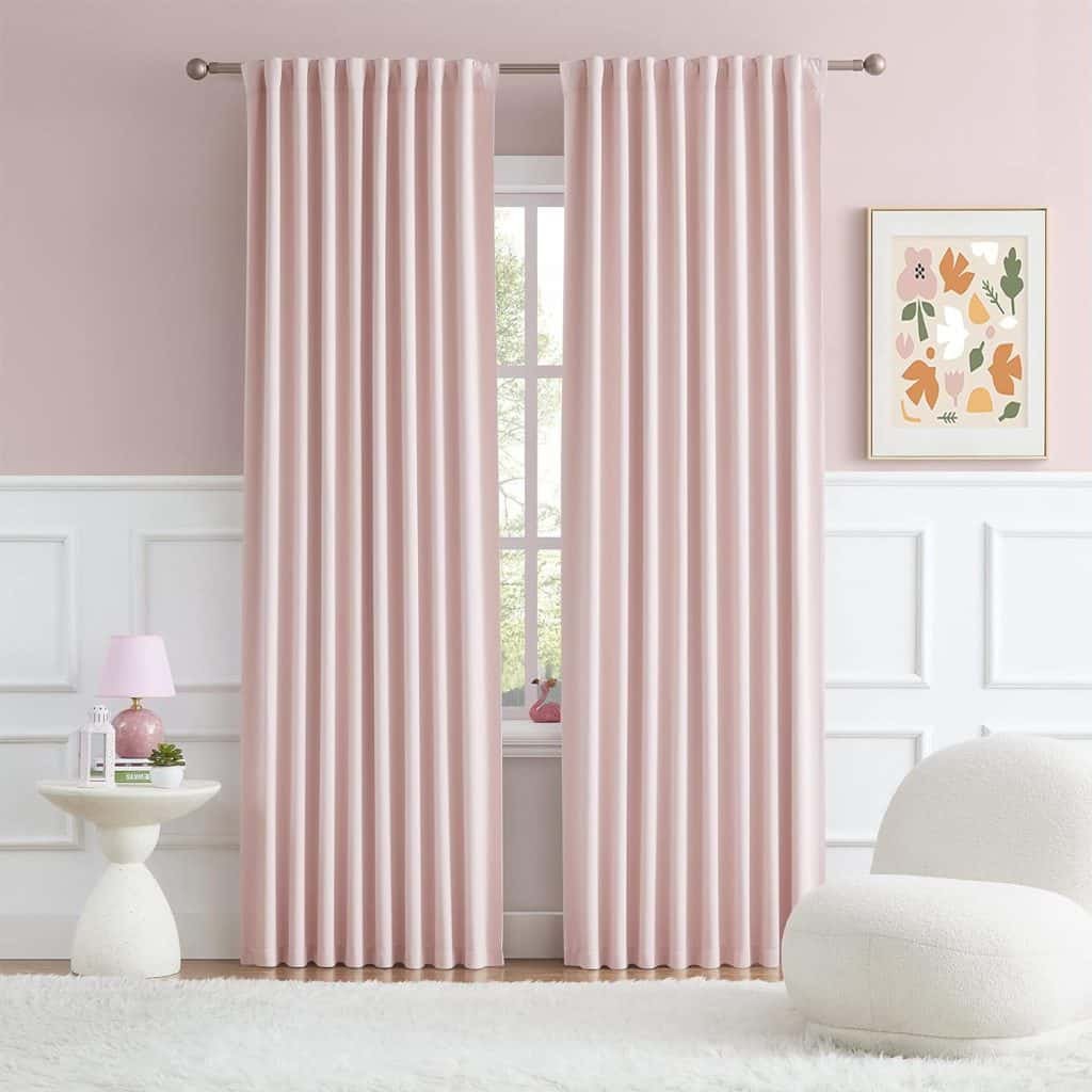 DUALIFE Cute Pink Room Darkening Curtains 90 Inches Long