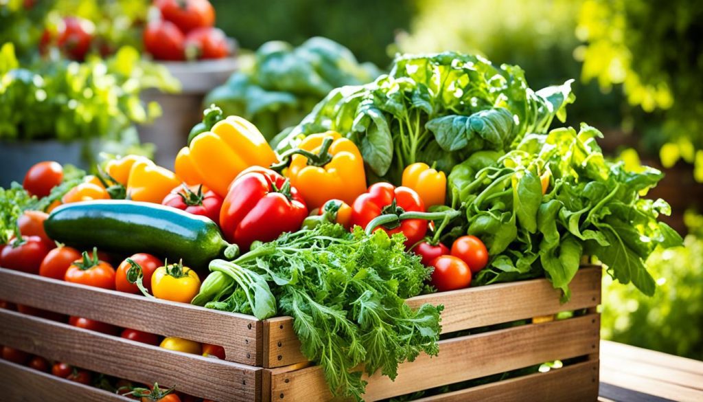 home-grown fruits and vegetables
