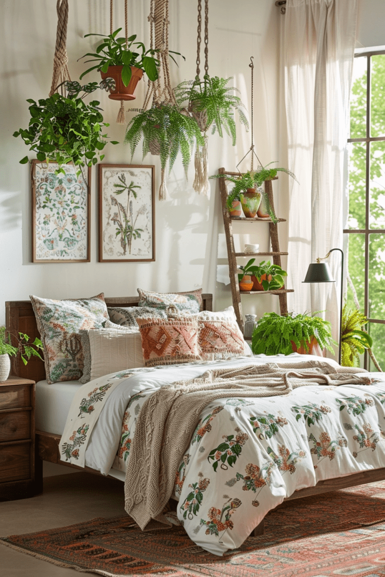 29 Boho Bedroom With Hanging Plant Ideas - Courtneys World