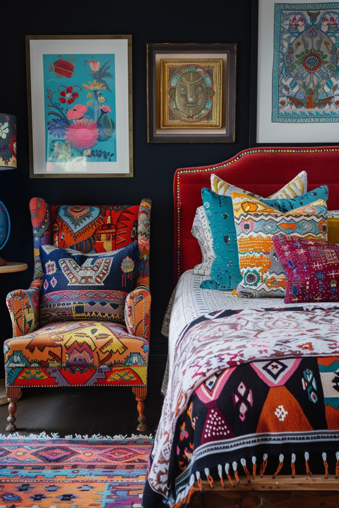 Boho Noir Eclectic: Moody and Eclectic Bedroom