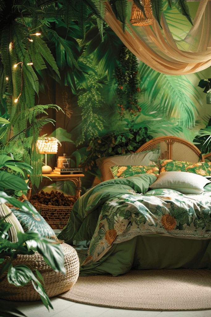 Canopy Comfort: Jungle-Themed Boho Hideaway