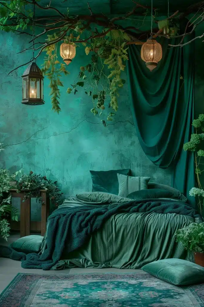 Emerald Green Boho Bedroom