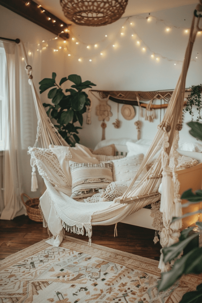 Drift Away: Boho Bedroom Hammock Design for Relaxation