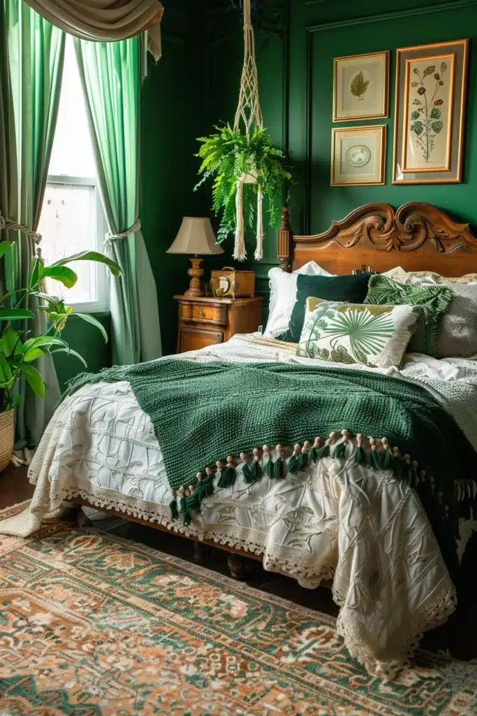 Emerald Green Boho Bedroom