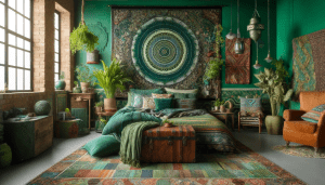 Green Boho Bedroom