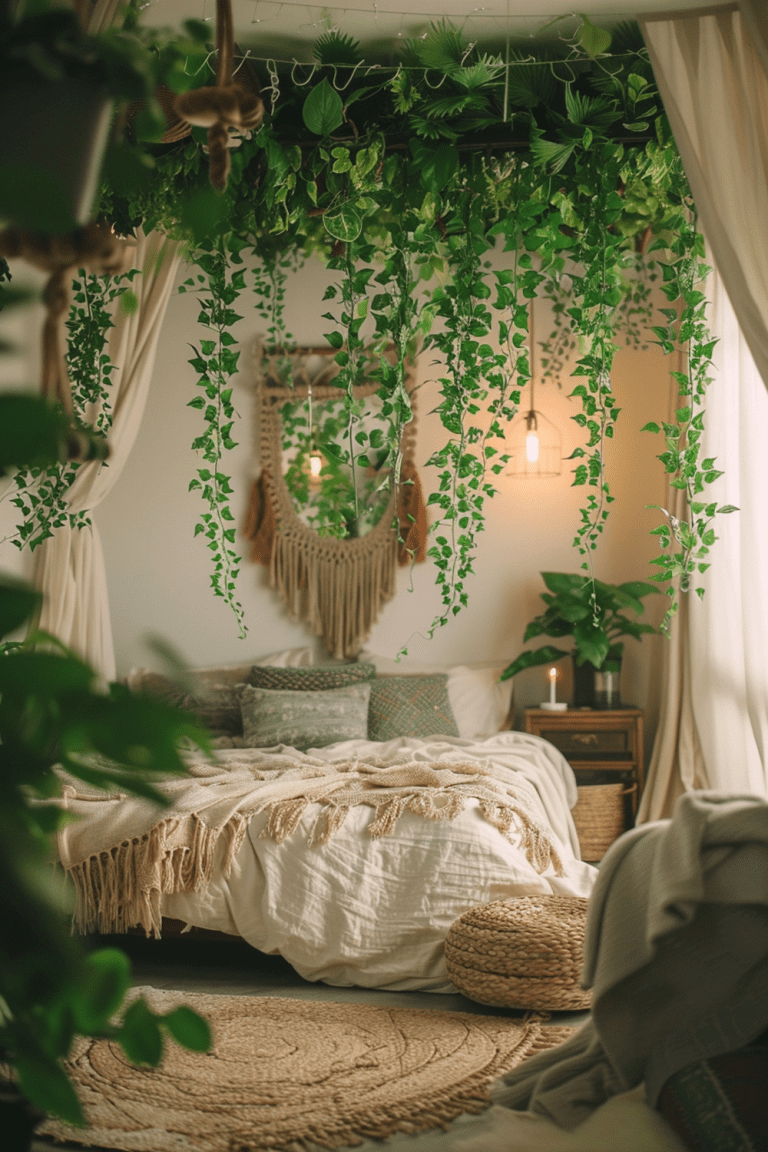29 Boho Bedroom With Hanging Plant Ideas - Courtneys World