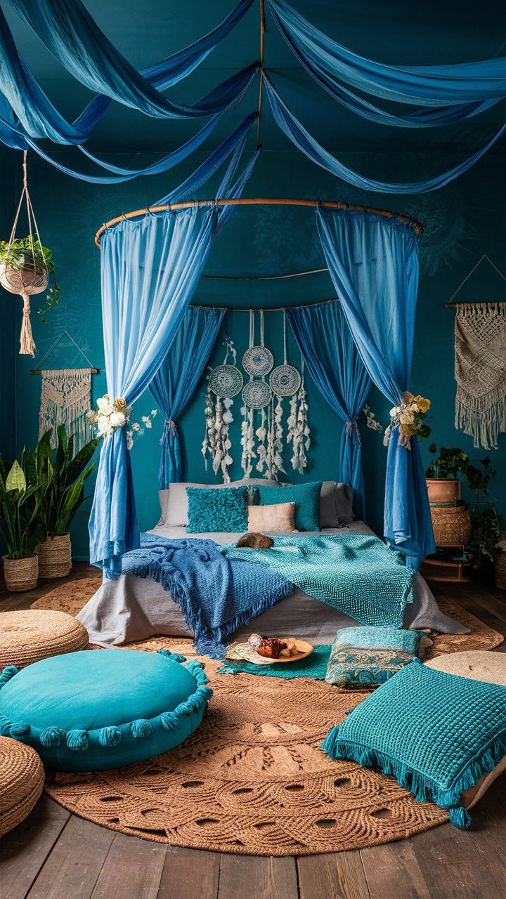29 Blue Boho Bedroom Ideas - Courtneys World