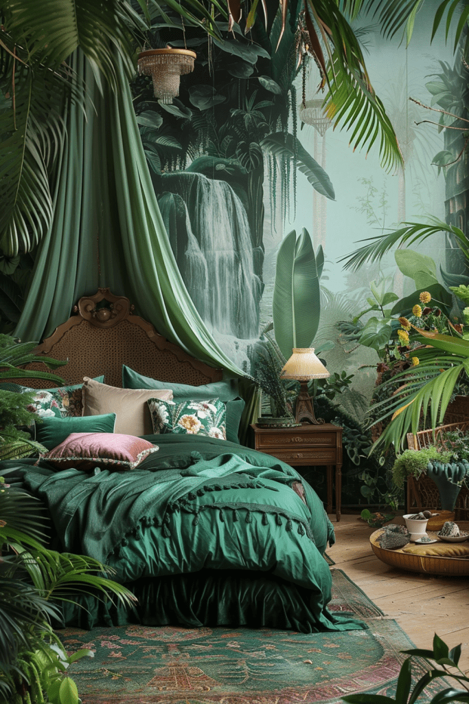 Rainforest Romance: Boho Bedroom Jungle Haven