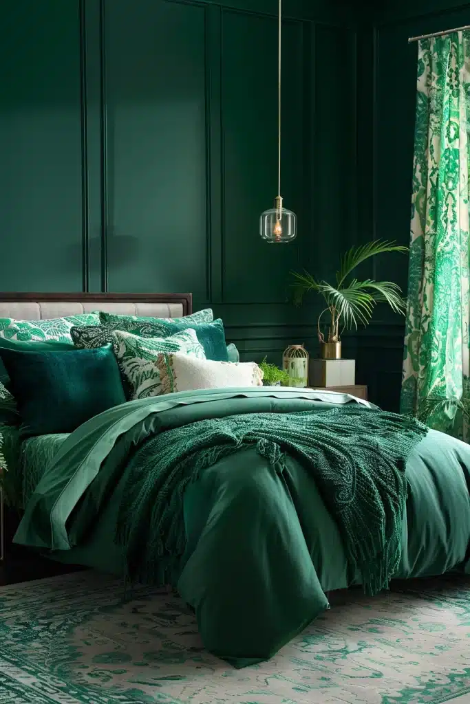 Emerald Green Boho Bedroom