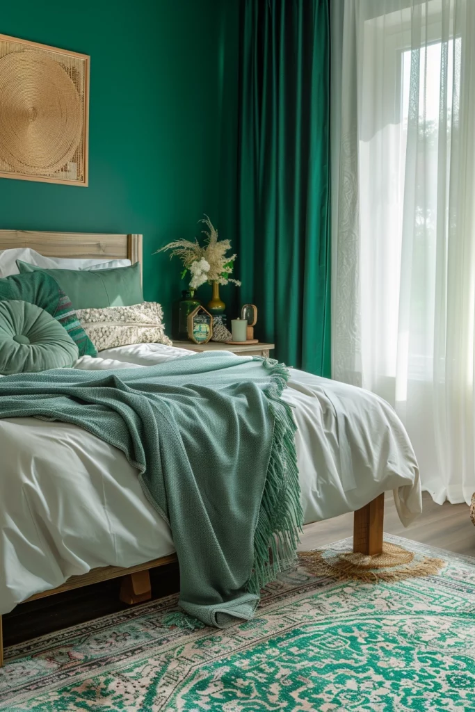 Emerald Green Boho Bedroom