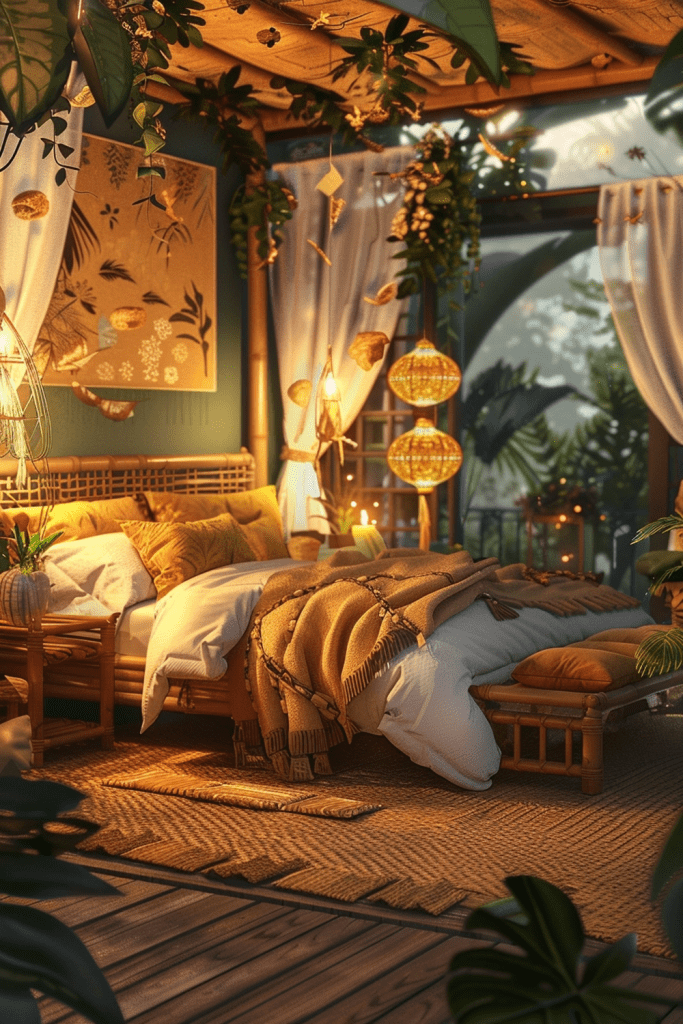 Tropical Twilight: Boho Bedroom Jungle Vibes