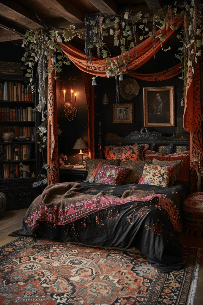 Twilight Bohemian: Dark and Whimsical Bedroom