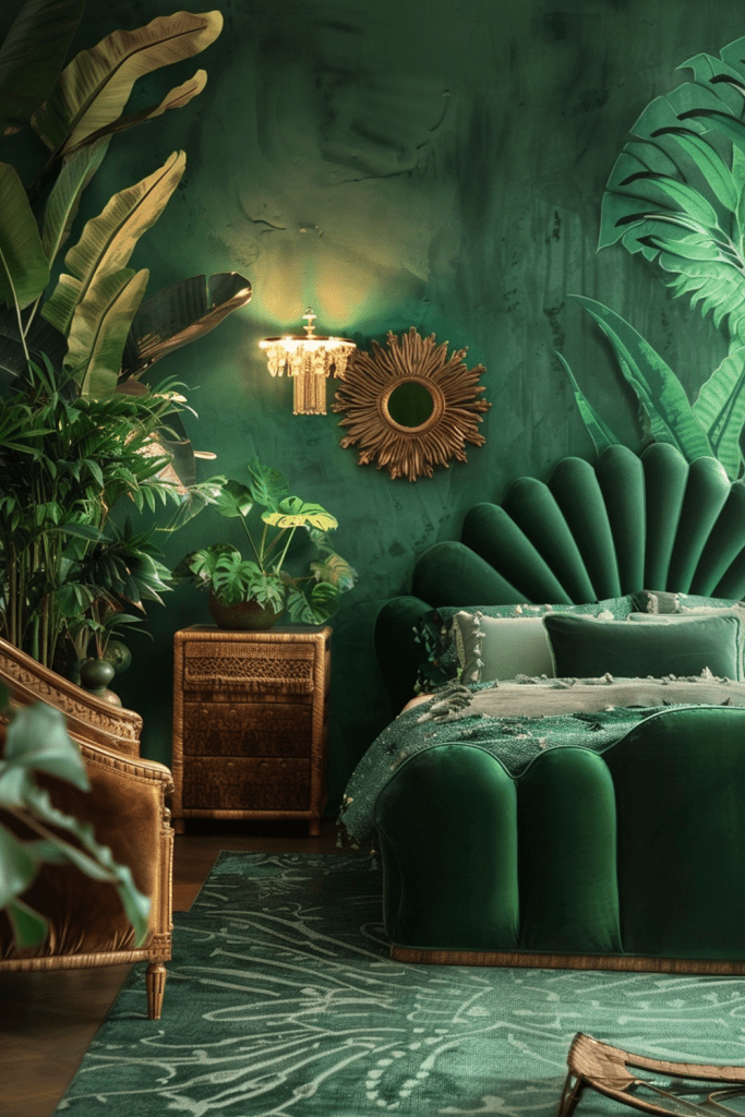 Verdant Velvet Dreams: Bohemian Jungle Hideaway