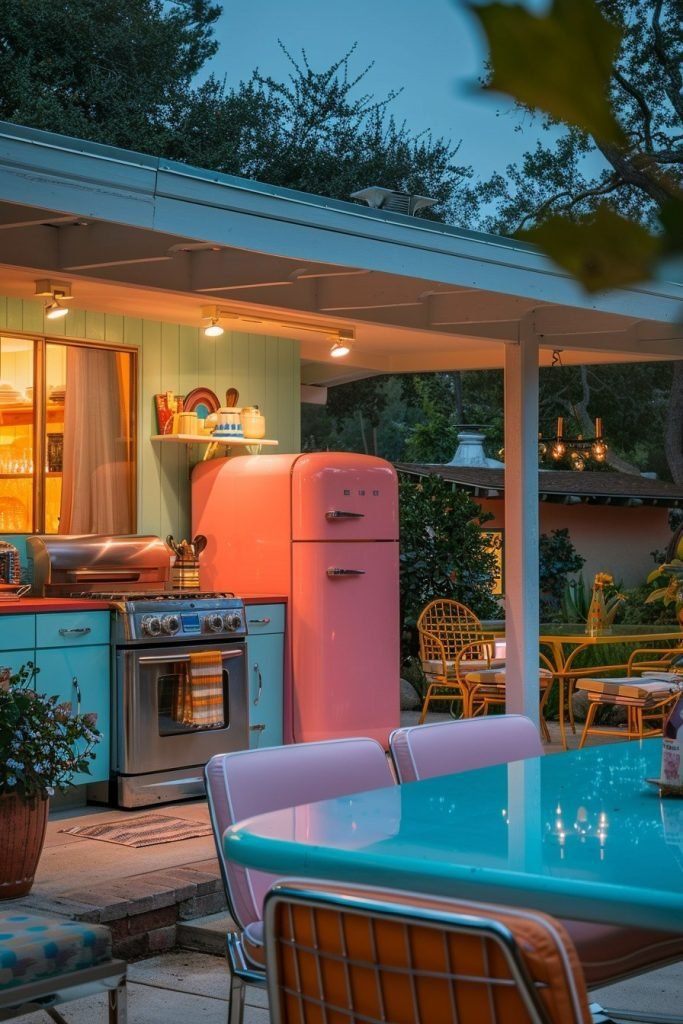 Vintage Outdoor Kitchen with Retro Appliances