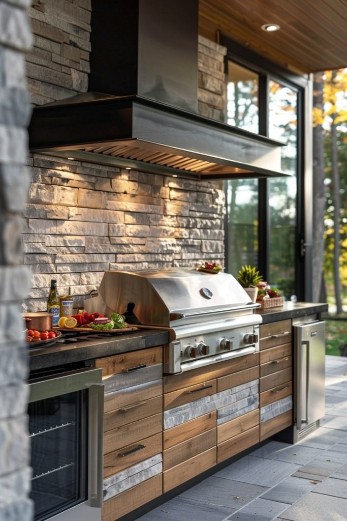 Outdoor Kitchen with Built-in Barbecue Grill