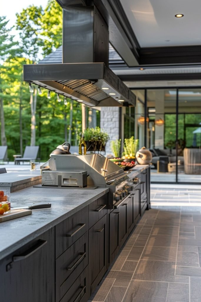 Minimalist Outdoor Kitchen with Concrete Elements