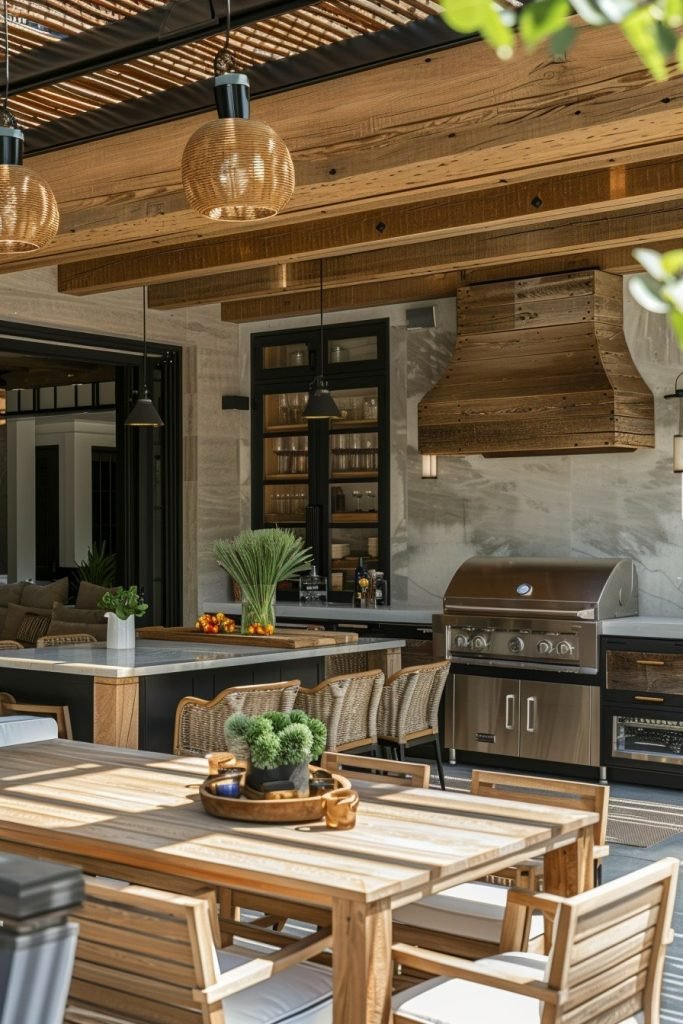 Scandinavian Outdoor Kitchen with Minimalist Decor