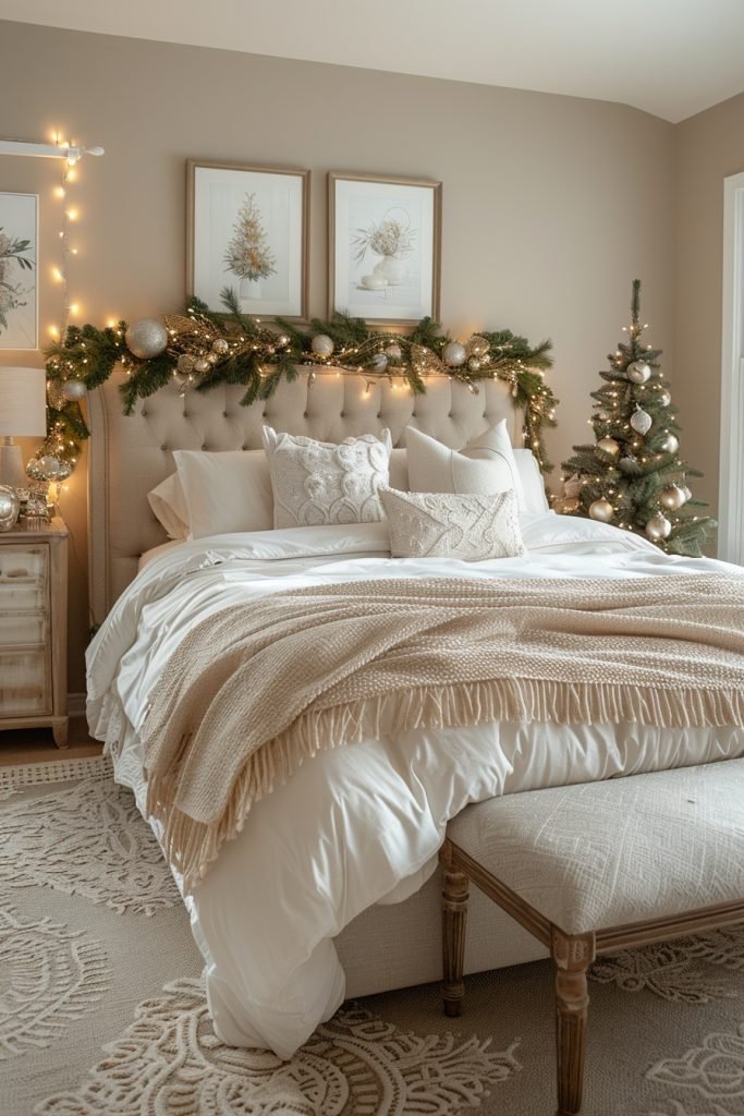 Beige Bedroom with Festive Accents