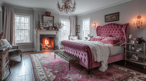 Boho Bedroom With Fireplace