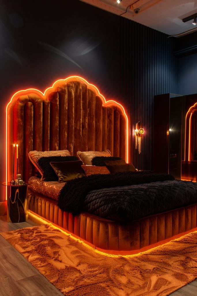 Bold and Gold Baddie Bedroom with Neon Highlights