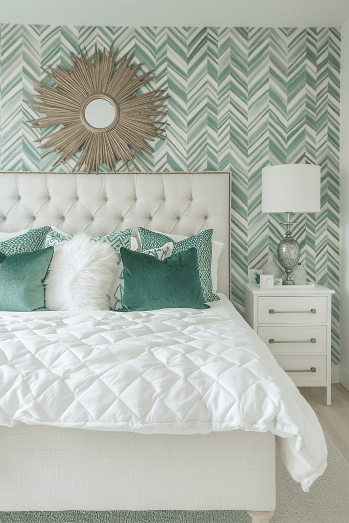 Chic Chevron: Emerald Patterns in Deco Style