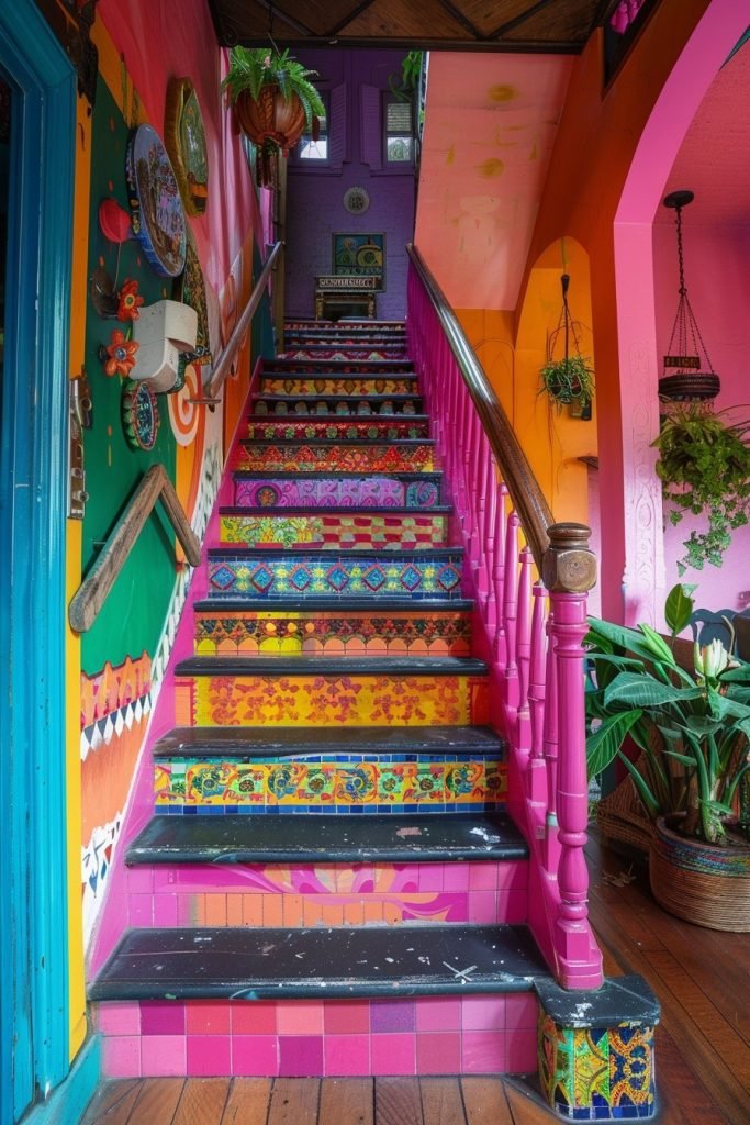Colorful Staircase Accents