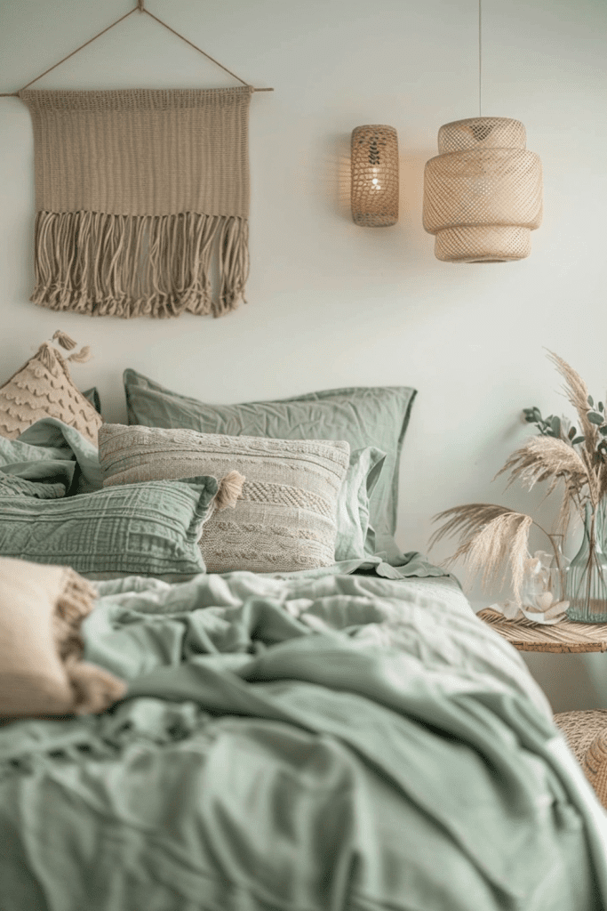 Earthy Sage and Rattan Accents